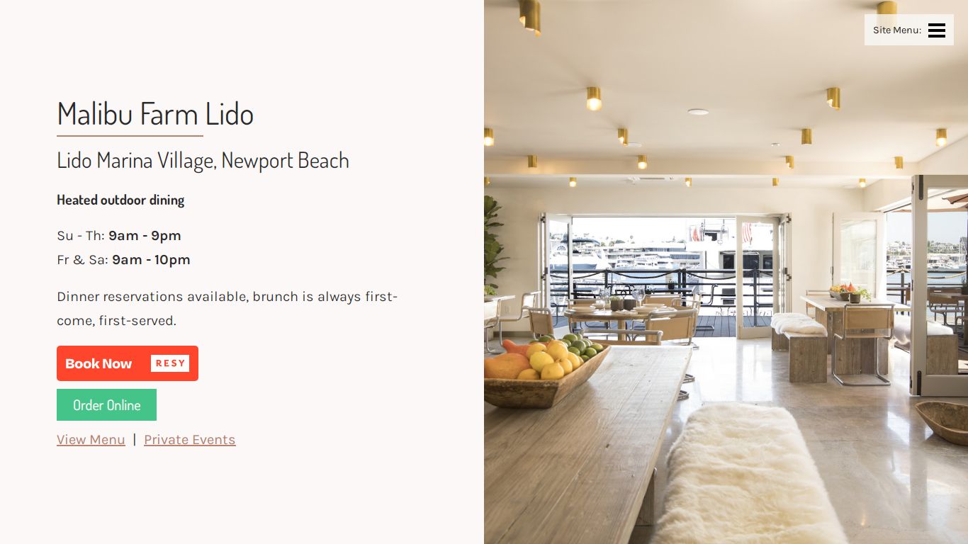 Malibu Farm Lido Marina Village | Newport Beach, CA